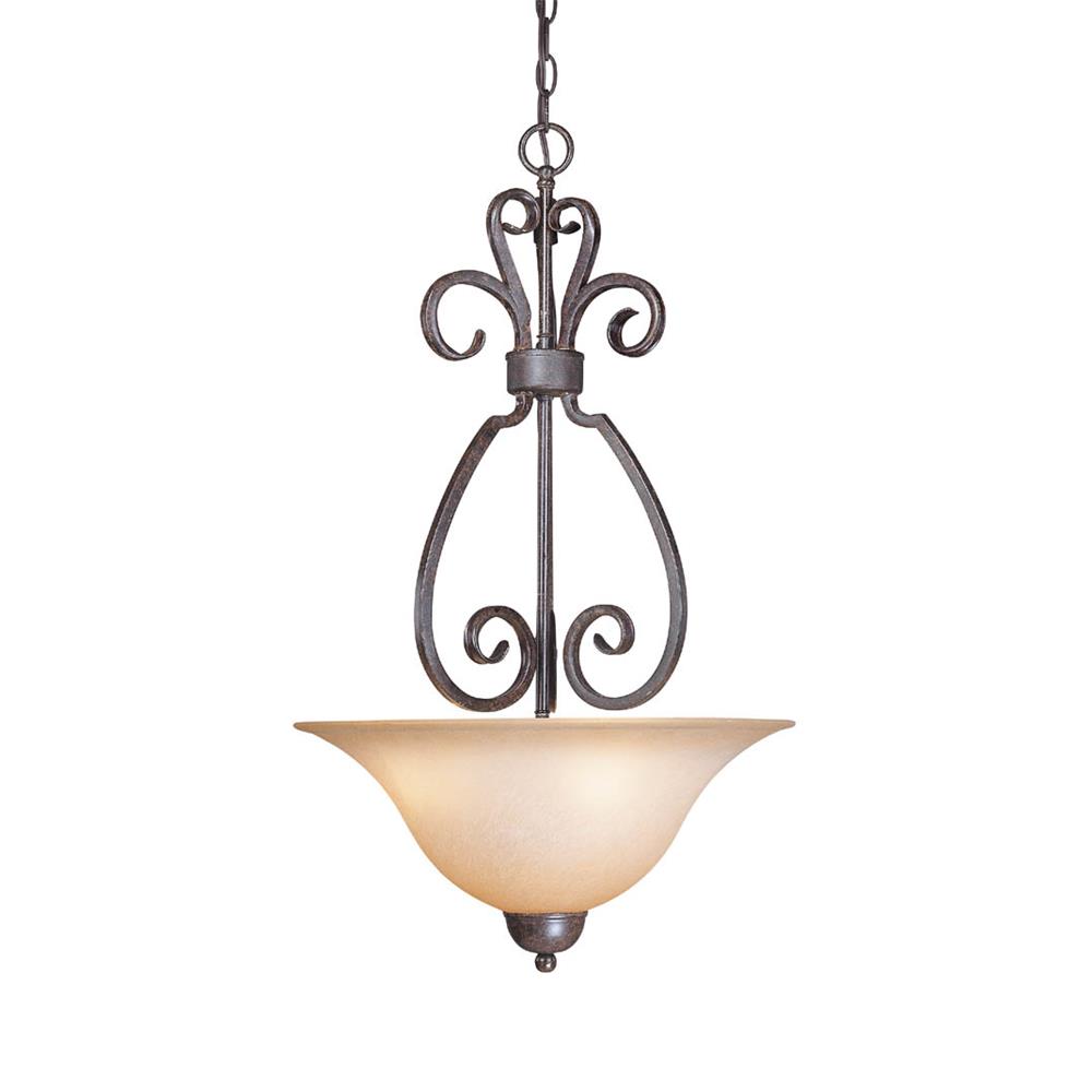 Craftmade 22023-FM Sheridan 3 Light Inverted Pendant in Forged Metal with Light Umber Etched Glass